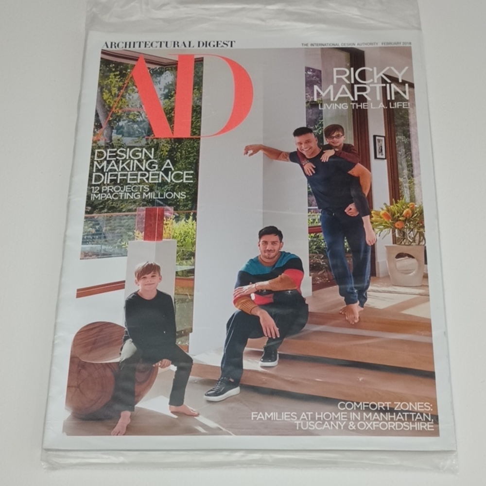 2/$15 Architectural Digest AD February 2018 Sealed Ricky Martin